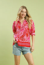 Load image into Gallery viewer, Red and Pink Tropical Top
