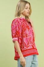 Load image into Gallery viewer, Red and Pink Tropical Top
