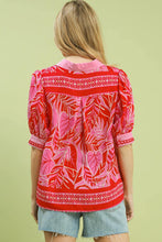 Load image into Gallery viewer, Red and Pink Tropical Top
