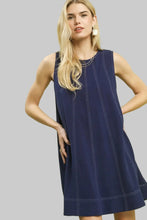 Load image into Gallery viewer, Navy Sleeveless Swing Dress
