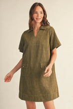 Load image into Gallery viewer, Washed Olive Shift Dress
