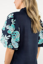 Load image into Gallery viewer, Navy Embroidered Top
