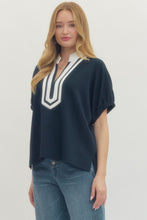 Load image into Gallery viewer, Navy Contrast Trim Top
