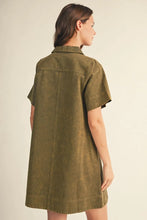 Load image into Gallery viewer, Washed Olive Shift Dress

