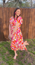 Load image into Gallery viewer, Short Sleeve Pink Midi Dress
