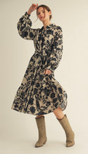 Load image into Gallery viewer, Oatmeal and Black Floral Midi
