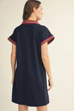 Load image into Gallery viewer, Navy Contrast Tee Dress
