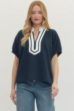 Load image into Gallery viewer, Navy Contrast Trim Top
