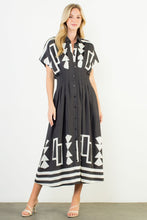 Load image into Gallery viewer, Black Print Button Up Dress
