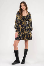 Load image into Gallery viewer, Black and Gold Floral Dress
