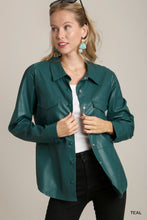 Load image into Gallery viewer, Teal Pleather Button Down Top
