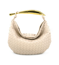 Load image into Gallery viewer, Woven Bag With Gold Handle
