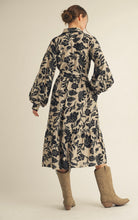Load image into Gallery viewer, Oatmeal and Black Floral Midi
