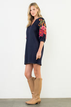 Load image into Gallery viewer, Embroidered Sleeve Denim Dress
