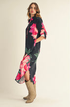 Load image into Gallery viewer, Black Pink Floral Midi
