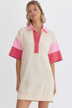 Load image into Gallery viewer, Ecru and Pink Sweatshirt Dress
