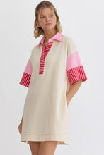 Load image into Gallery viewer, Ecru and Pink Sweatshirt Dress
