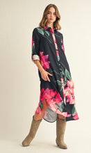 Load image into Gallery viewer, Black Pink Floral Midi
