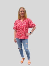 Load image into Gallery viewer, Red and Pink Floral Blouse
