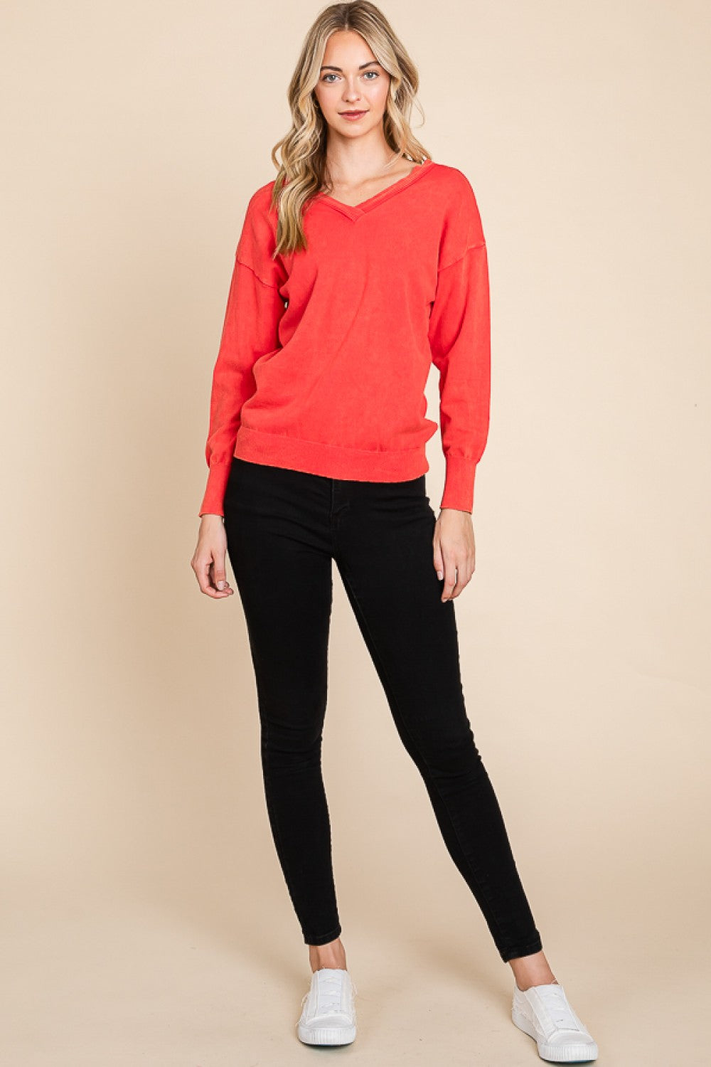 Coral Mineral Washed Sweater