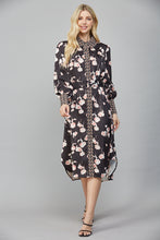 Load image into Gallery viewer, Black Button Front Floral Dress
