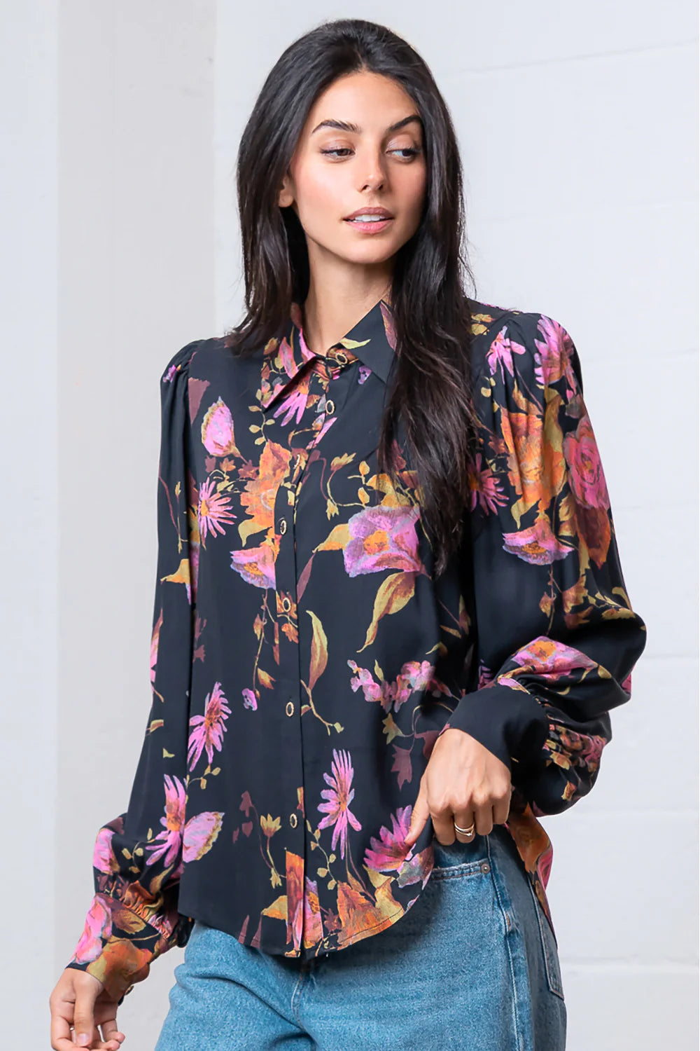 Black Floral Blouse