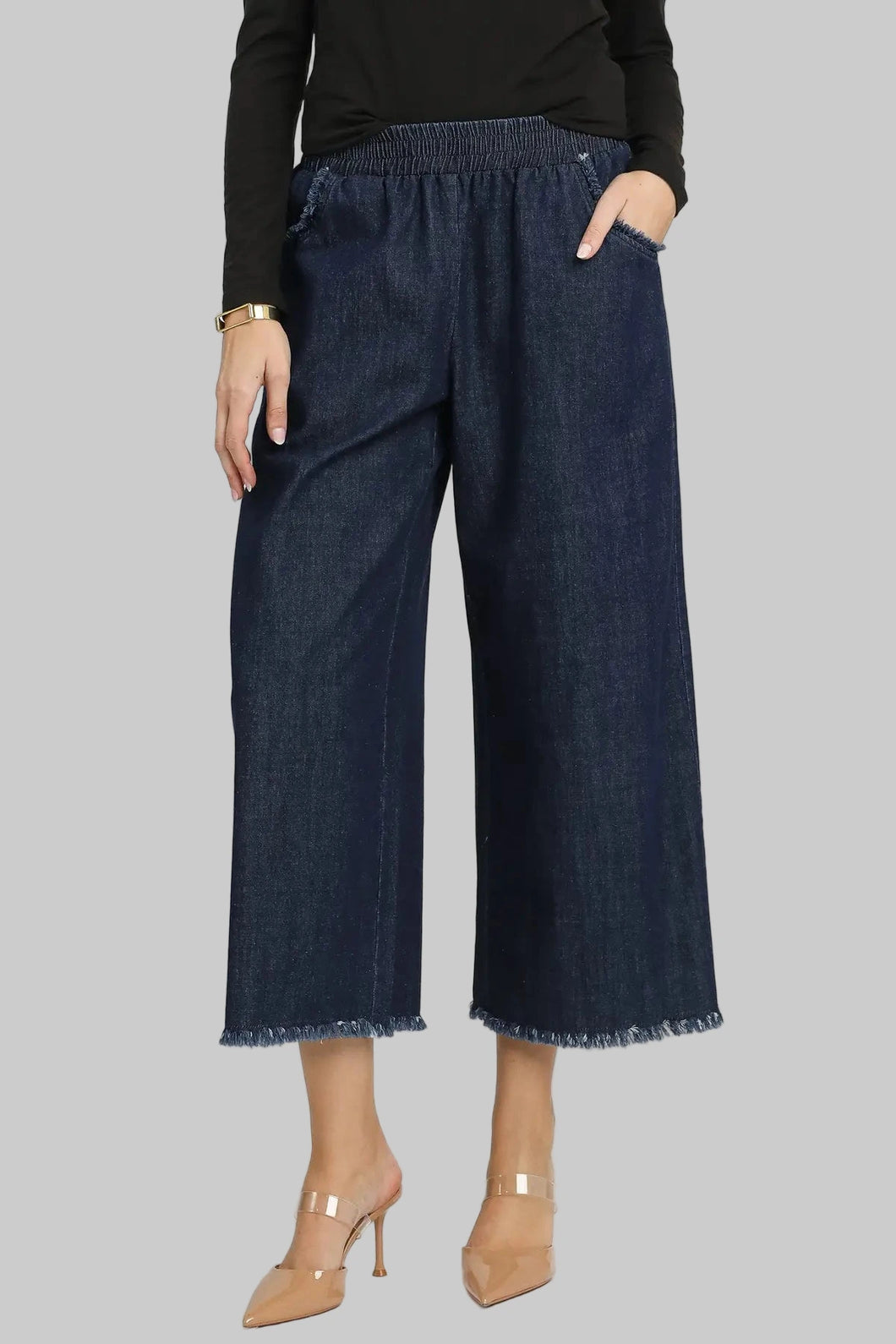 Dark Denim Fringe Pants