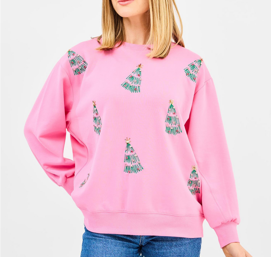 Pink Sequin Tree Sweatshirt