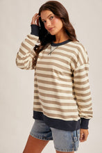 Load image into Gallery viewer, Olive and Navy Stripe Sweatshirts
