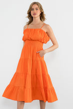 Load image into Gallery viewer, Orange Smocked Waist Midi Dress
