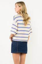 Load image into Gallery viewer, Blue &amp; Cream Striped Sweater

