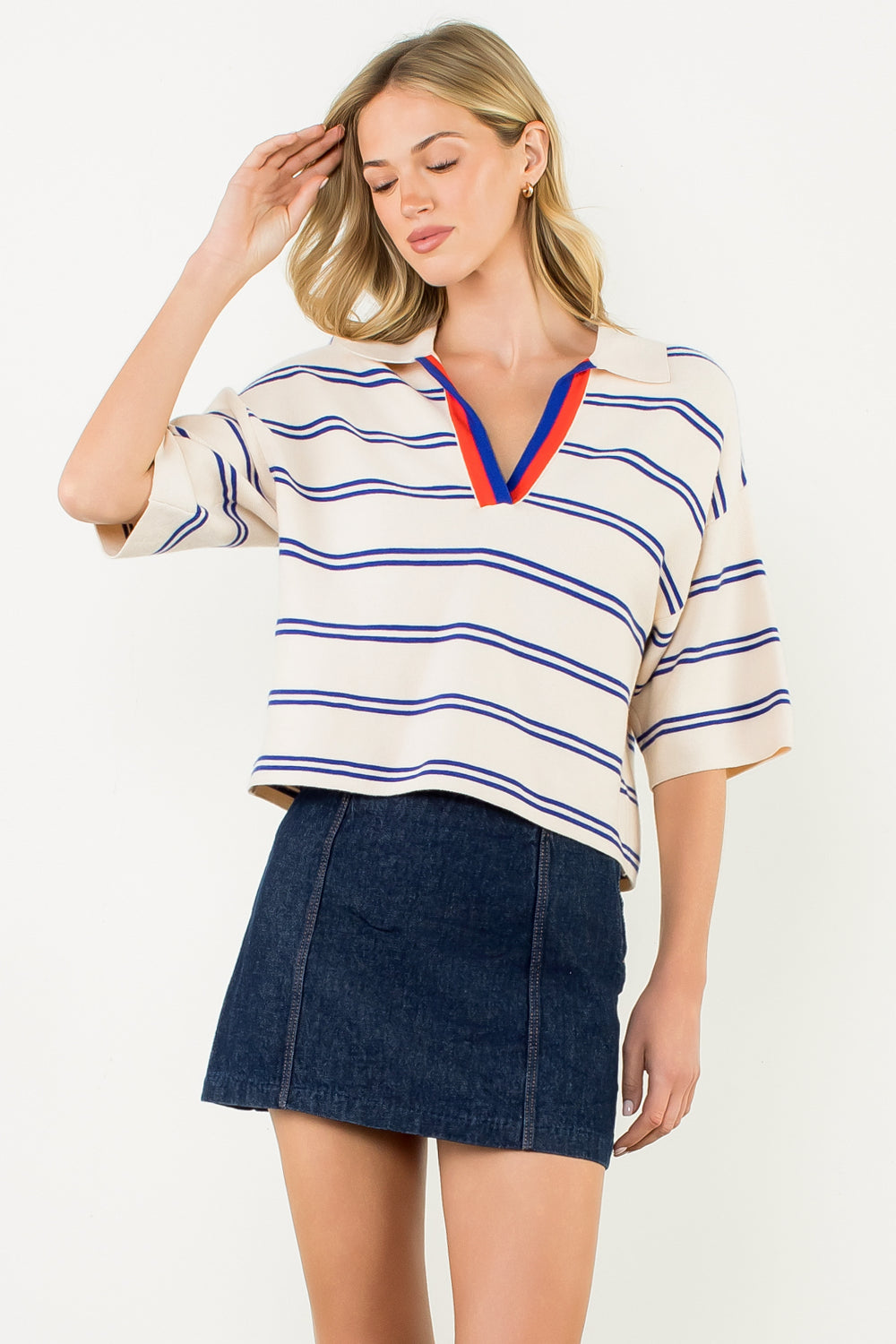 Blue & Cream Striped Sweater