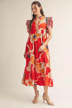 Load image into Gallery viewer, Orange Multi Midi Dress

