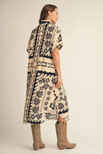 Load image into Gallery viewer, Cream and Black Boho Midi Dress
