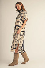 Load image into Gallery viewer, Cream and Black Boho Midi Dress
