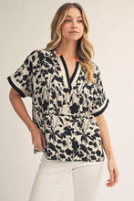 Load image into Gallery viewer, Black and Beige Floral Top
