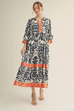 Load image into Gallery viewer, Navy and Coral Maxi Dress
