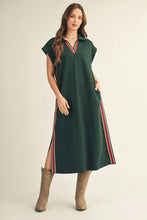Load image into Gallery viewer, Hunter Green Racer Stripe Dress
