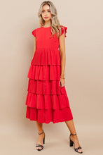 Load image into Gallery viewer, Red Tiered Midi Dress
