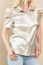 Load image into Gallery viewer, Gold Satin  Folded Sleeve Top
