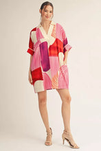 Load image into Gallery viewer, Pink and Orange Geo Print Dress
