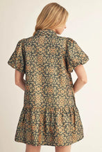 Load image into Gallery viewer, Hunter Green Baroque Jacquard Dress
