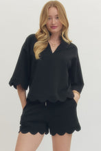 Load image into Gallery viewer, Black Scalloped Top
