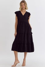 Load image into Gallery viewer, Classic Black Tiered Midi Dress
