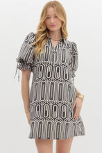 Load image into Gallery viewer, Black and White Abstract Print Dress
