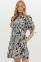 Load image into Gallery viewer, Black and White Abstract Print Dress
