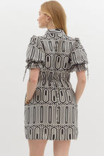 Load image into Gallery viewer, Black and White Abstract Print Dress
