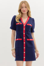 Load image into Gallery viewer, Navy and Red Contrast Dress
