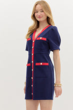 Load image into Gallery viewer, Navy and Red Contrast Dress
