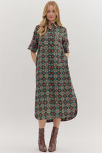 Load image into Gallery viewer, Geometric Shirt Style Midi Dress

